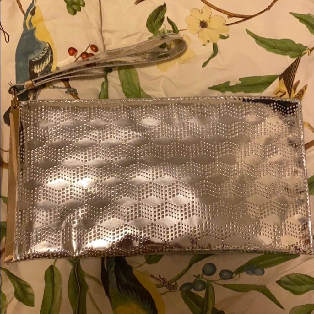 Large metallic clutch/wristlet